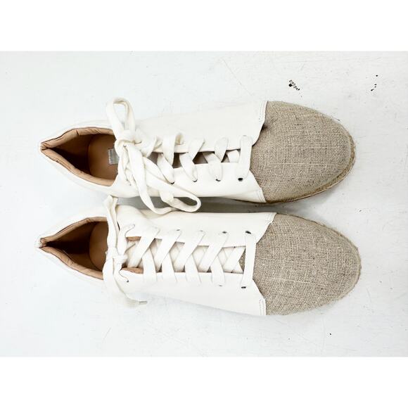 Matt & Nat Maia White Vegan Faux Leather Lace Up Espadrille Sneakers Size 9 - Picture 4 of 5